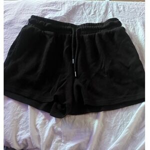 Forever 21 Black Waffle Knit Drawstring Lounge Shorts Womens Size M